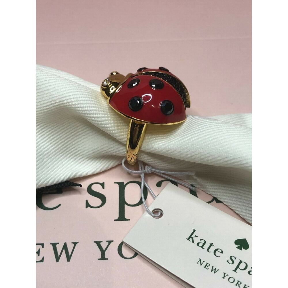 Kate Spade Ladybug Ring Gold Tone Size 5 - Picture 4 of 11